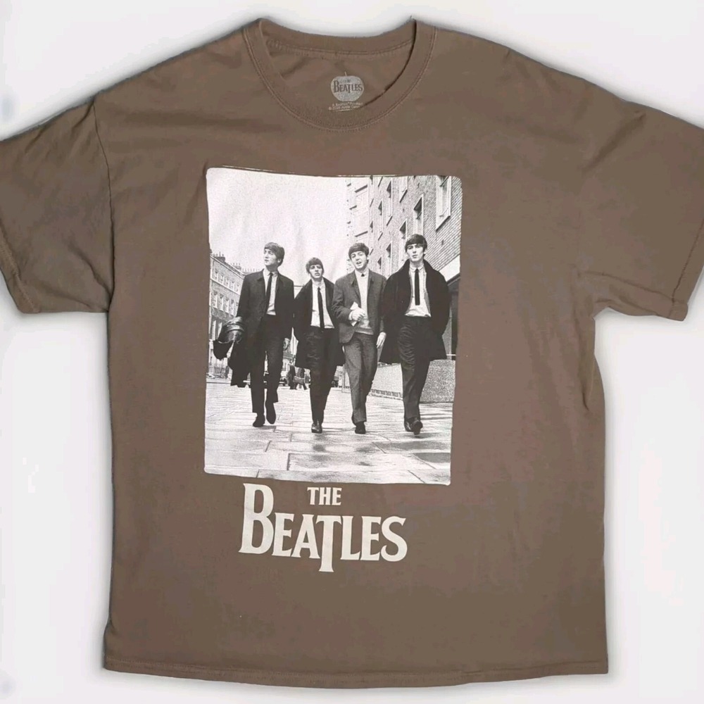 The Beatles Licensed By Apple 2015 Mens XL T-Shirt Brown 100% Cotton USA Made